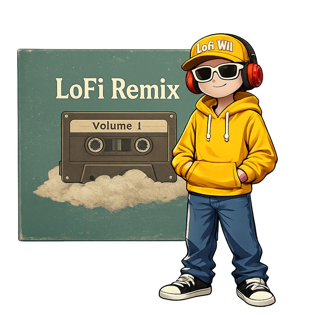 LoFi WiL mascot holding the Lo-Fi Focus CD